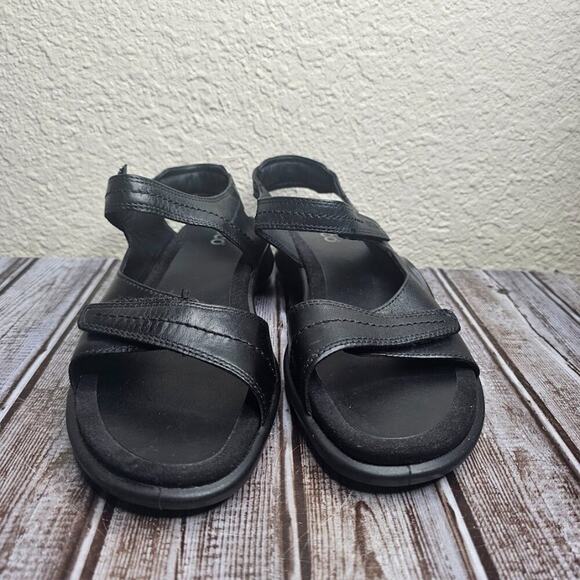 Ecco Wave black strappy leather adjustable sandals size 42 - Picture 4 of 7